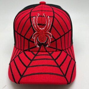 Red Spider Web Embroidered Baseball Cap – Bold Gothic Streetwear Hat